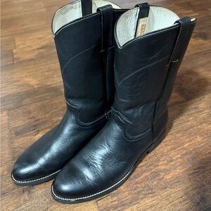 Cowtown Roper Boots Black Leather with Rubber Sole 10 1/2 D